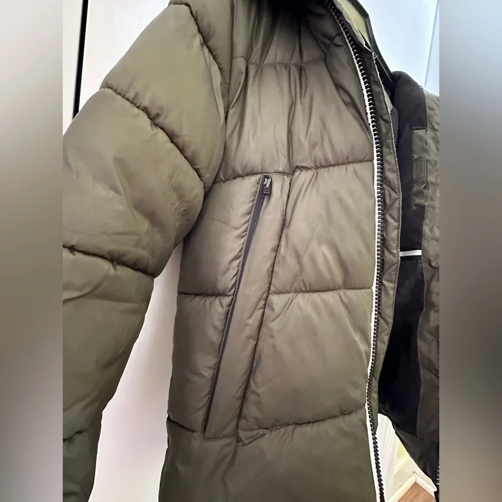 Michael Kors Kids Olive Green Quilted Puffer Jacket with Hood